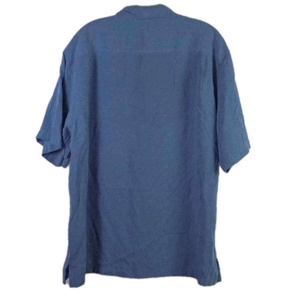 Caribbean Brand Men's Large Blue Short Sleeve Button Up Shirt - Thumbnail 8