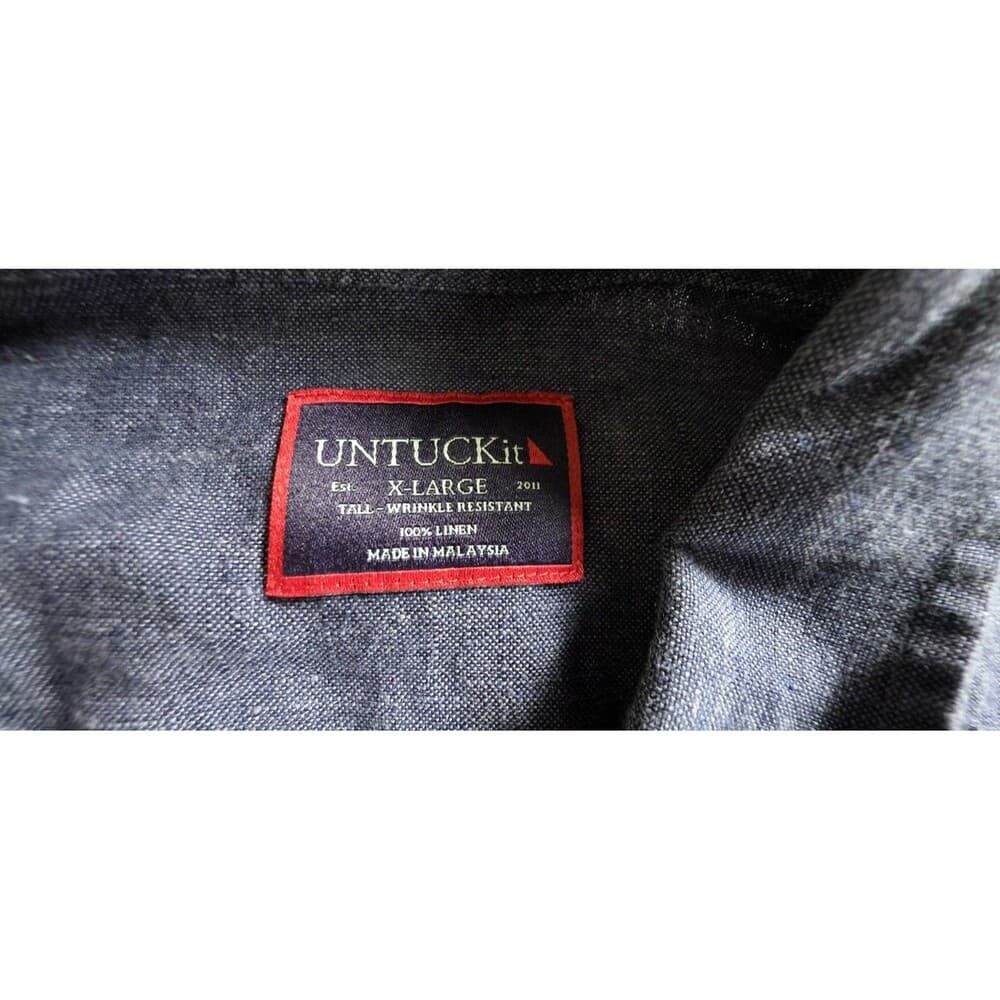 UNTUCKit Men's XL Tre Navy Blue Linen Wrinkle Resistant Short Sleeve Shirt‎ - Thumbnail 2