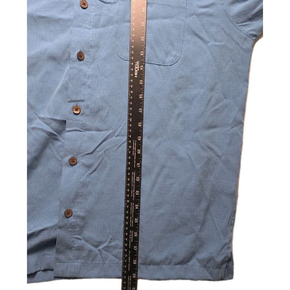 Caribbean Brand Men's Large Blue Short Sleeve Button Up Shirt - Thumbnail 10