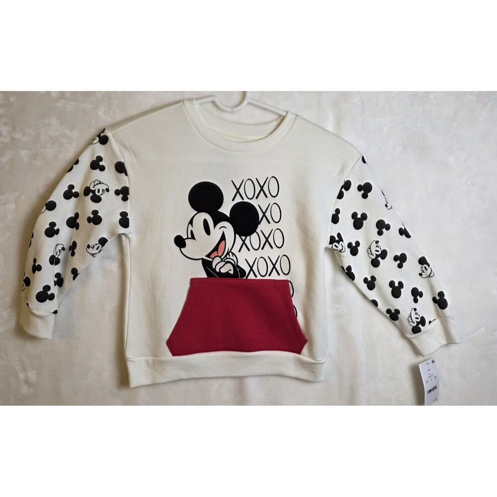 Disney‎ Mickey Mouse 5T XOXO Valentines Fleece Pullover Sweatshirt Pocket - Thumbnail 5
