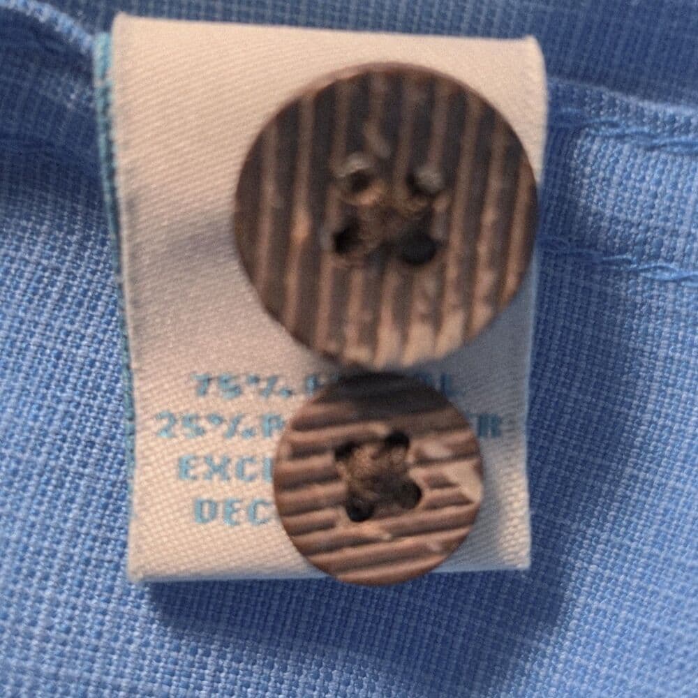 Caribbean Brand Men's Large Blue Short Sleeve Button Up Shirt - Thumbnail 5