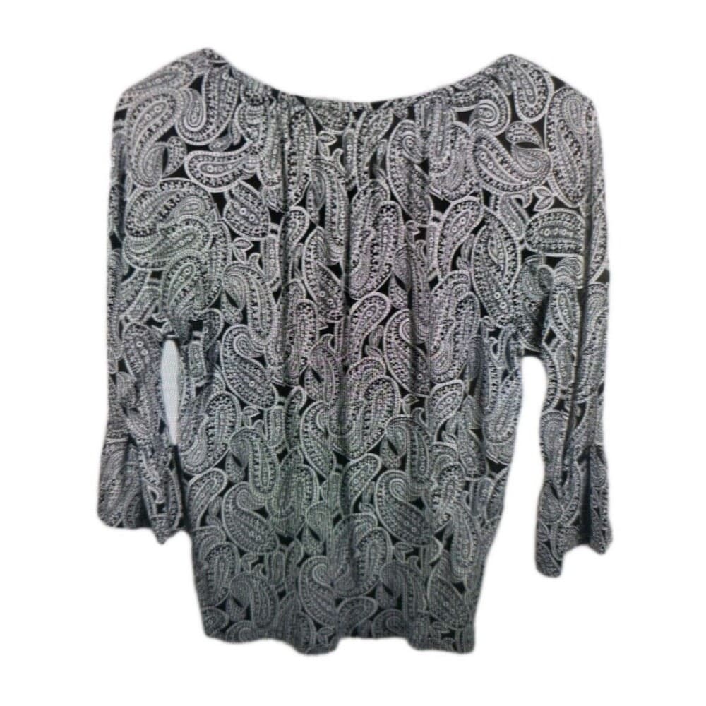 Michael Kors Women's Medium‎ Paisley Gray & Black Blouse - Thumbnail 6