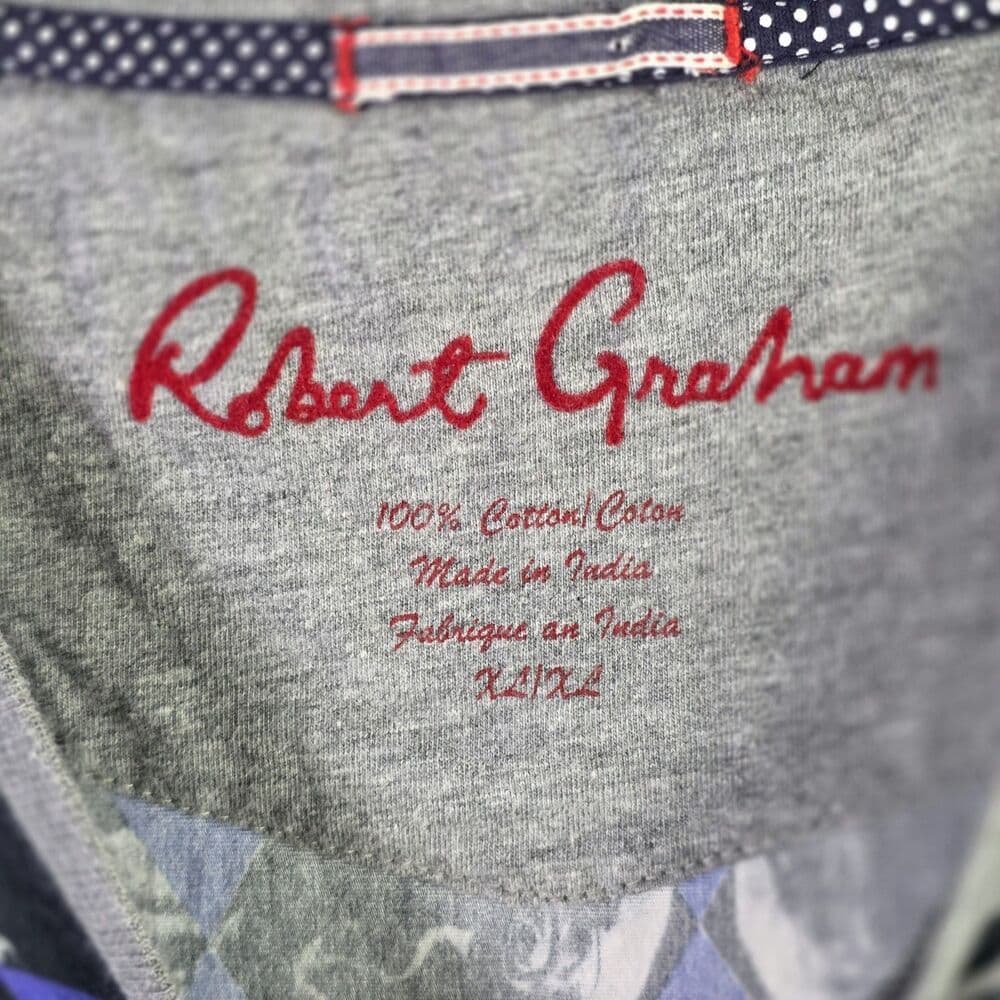 Robert Graham Men's XL Purple Geometric Short Sleeve T-Shirt - Thumbnail 3