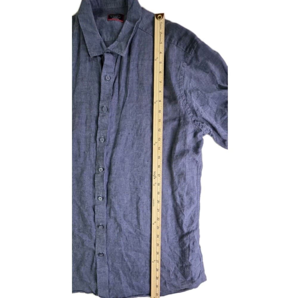 UNTUCKit Men's XL Tre Navy Blue Linen Wrinkle Resistant Short Sleeve Shirt‎ - Thumbnail 7