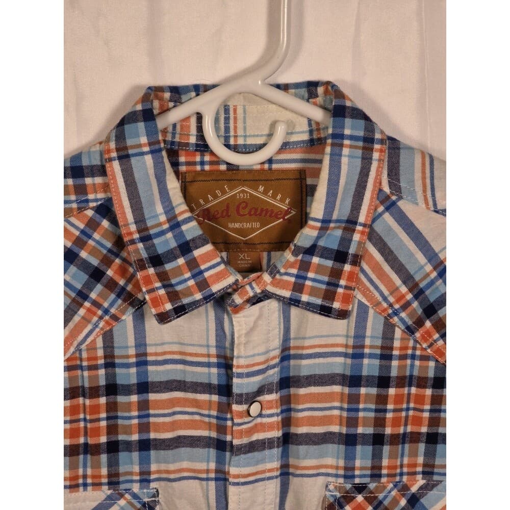 Red Camel Men's XL Plaid Western Pearl Snap Long Sleeve Button‎ Up Shirt - Thumbnail 2