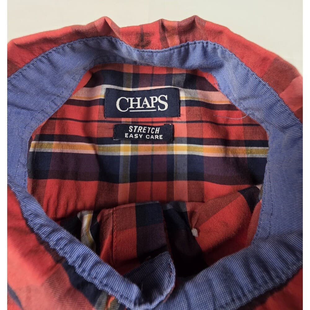 Chaps Easy Care Men's‎ Large Plaid Long Sleeve Button Up Shirt - Thumbnail 4