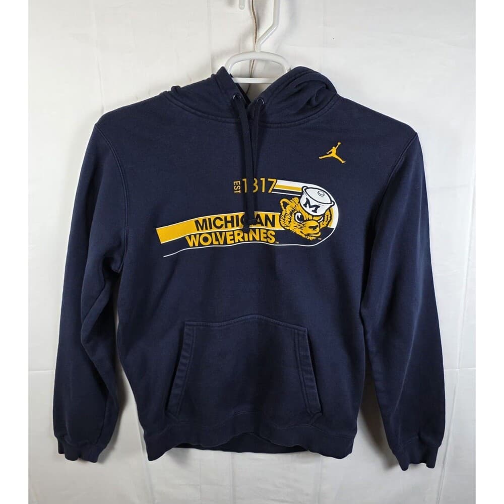 Vintage Jordan Michigan Wolverines Medium Blue Hoodie‎ Hoodie - Thumbnail 8