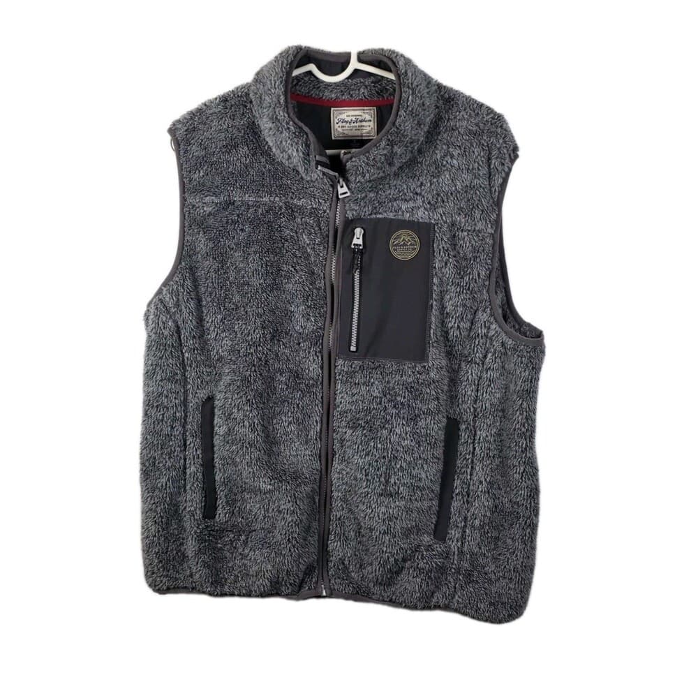 Flag & Anthem Vest Mens Large Gray‎ & Black Outerwear Full Zip Vest - Thumbnail 9