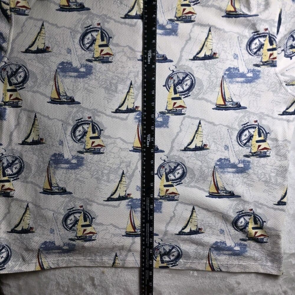 Cotton Traders Sport Men's XL Multicolored Nautical Short Sleeve Polo Shirt - Thumbnail 3