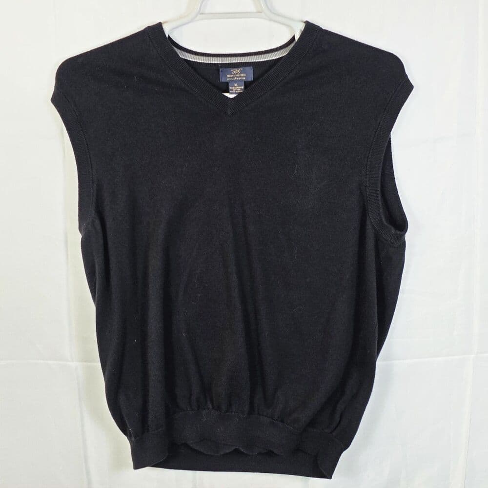 Brooks Brother‎ Size XL Black 100% Supima Cotton Sleeveless Sweater Vest - Thumbnail 6