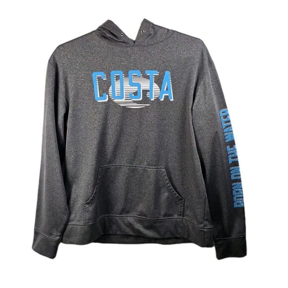Costa Men's XL Grey " Boat On The Water "Long Sleeve Hoodie - Thumbnail 8