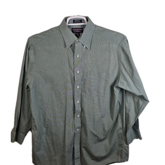 Roundtree‎ & Yorke Men's 15.5 -33 Green Striped Long Sleeve Button Up Shirt - Thumbnail 9