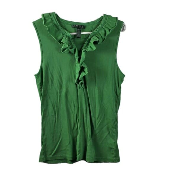 Lauren Ralph Lauren‎ Women's Large Green Ruffle Blouse - Thumbnail 8