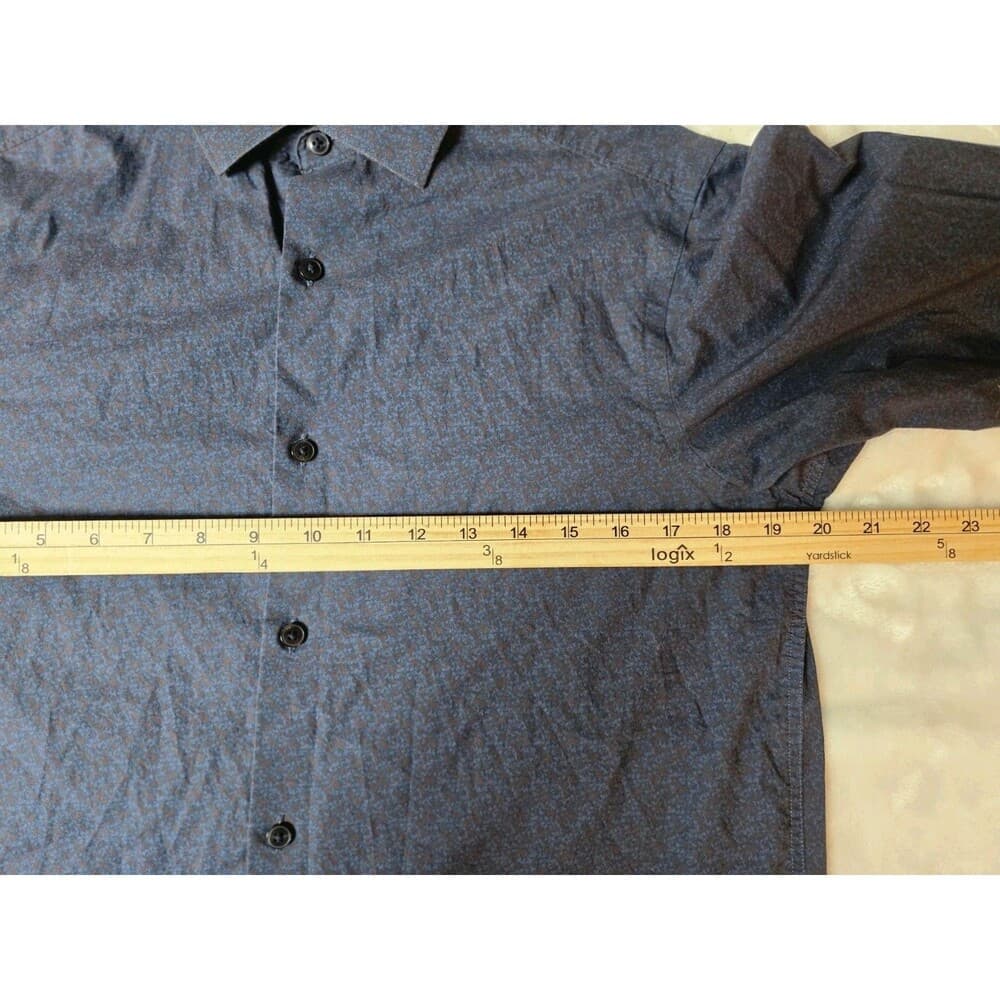 Hart Schaffner Marx‎ Mens Small Blue Paisley Long Sleeve Button Up Shirt - Thumbnail 6