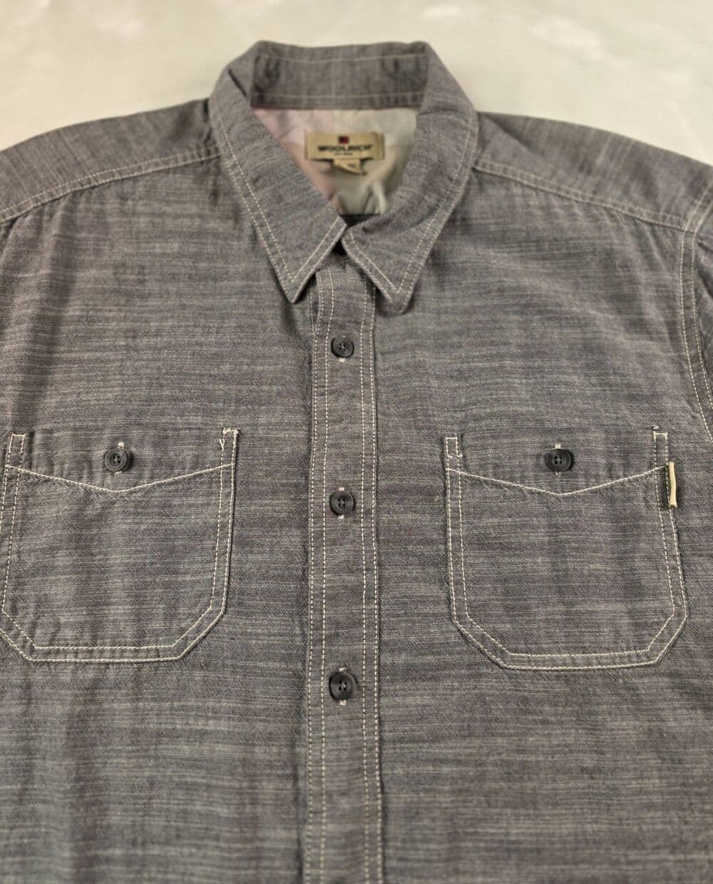 Woolrich Men's XL Dark Grey Short Sleeve Button Up Shirt - Thumbnail 8