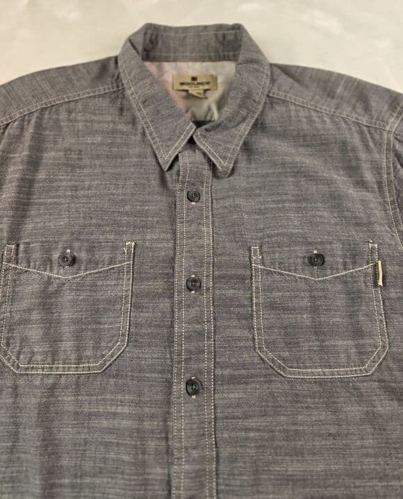 Woolrich Men's XL Dark Grey Short Sleeve Button Up Shirt - Thumbnail 9
