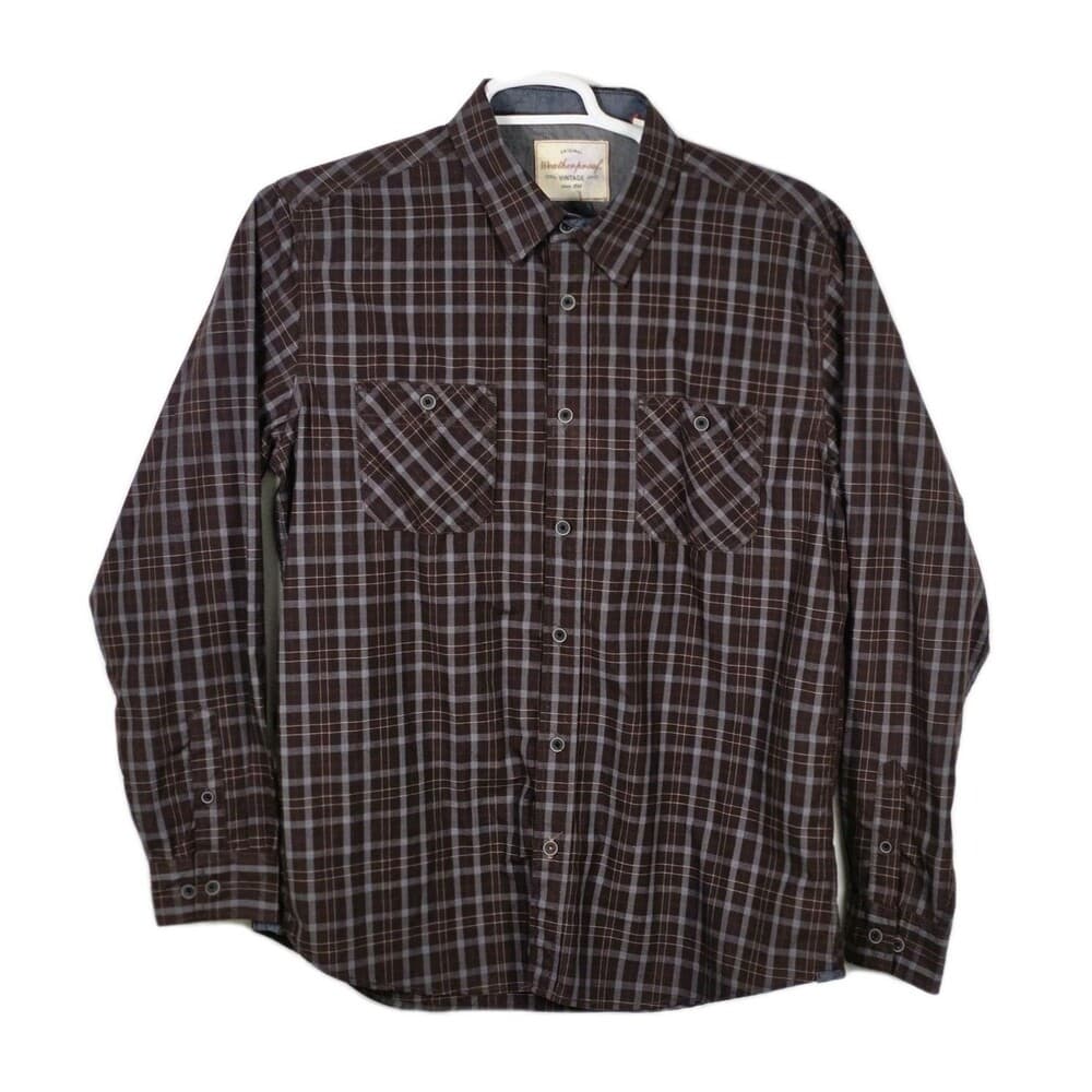 Weatherproof Men's Large Brown Plaid Button Up Long Sleeve Shirt‎ - Thumbnail 7