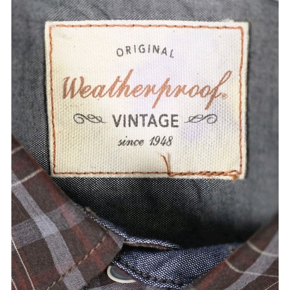 Weatherproof Men's Large Brown Plaid Button Up Long Sleeve Shirt‎ - Thumbnail 2