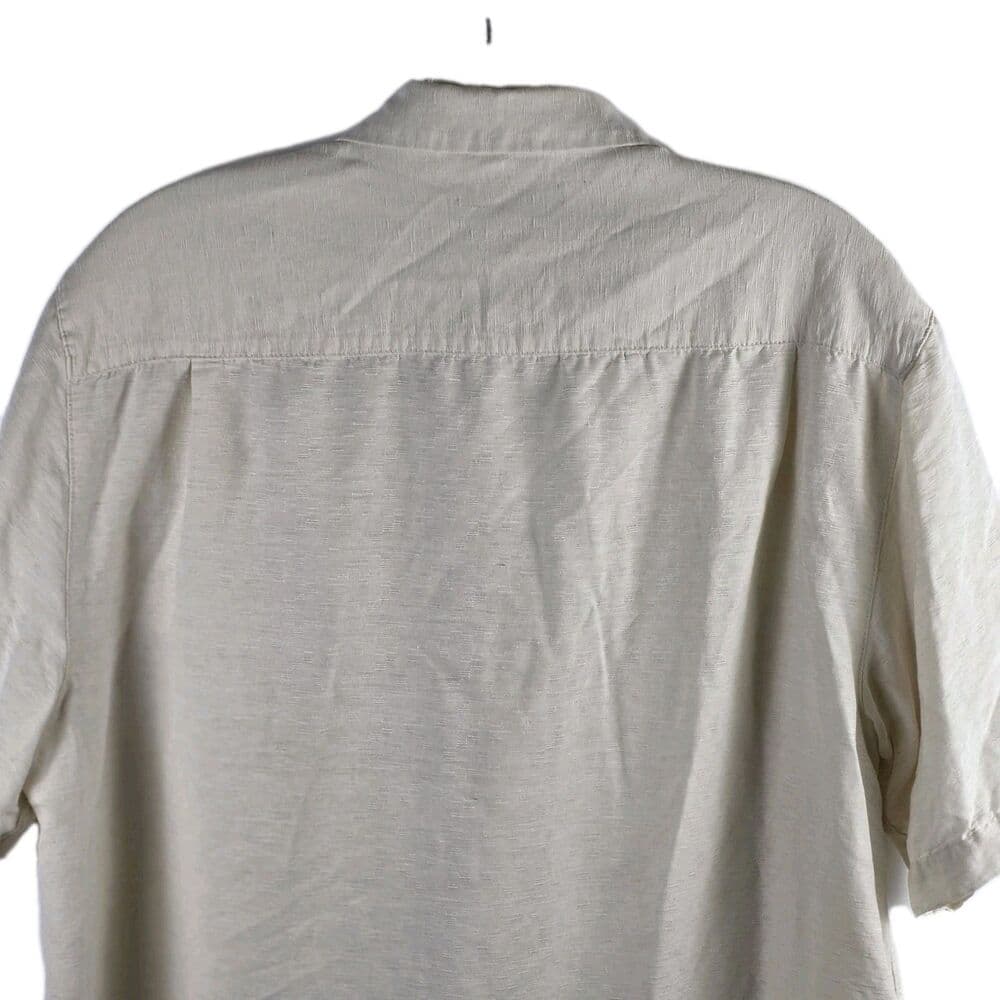 VTG Caribbean Men's Medium Ivory Silk Hawaiian Button Down Shirt - Thumbnail 7