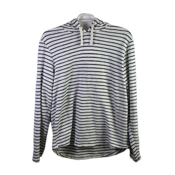 Marine Layer Men’s XL Ivory Blue Striped Long Sleeve Hoodie - Thumbnail 10