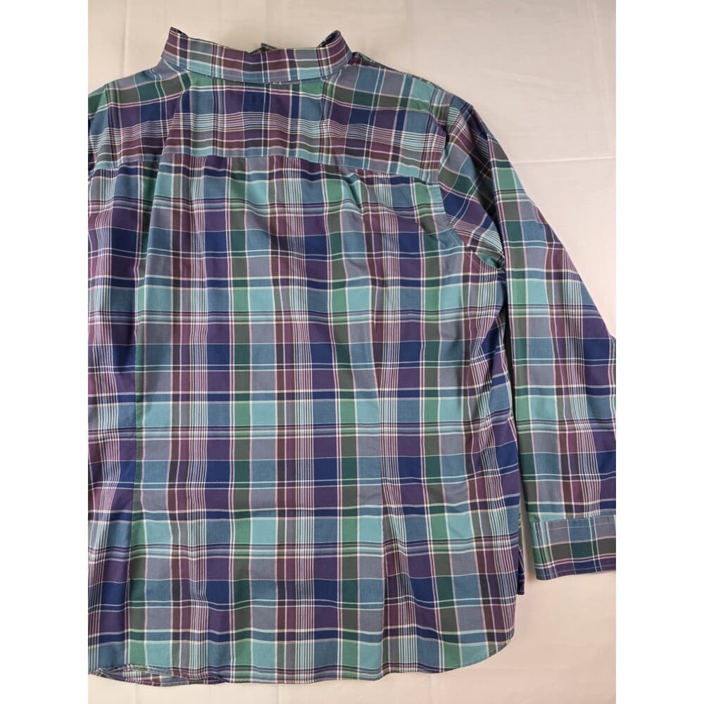 Chaps Easy‎ Care Men’s Size 2XL Blue Plaid Long Sleeve Button Up Shirt - Thumbnail 5