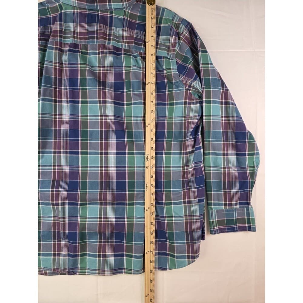 Chaps Easy‎ Care Men’s Size 2XL Blue Plaid Long Sleeve Button Up Shirt - Thumbnail 6