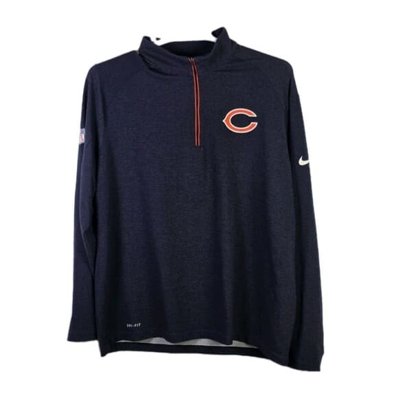 NIKE Chicago Bears XXL Blue 1/2 Zip Dri-Fit Long Sleeve Pullover - Thumbnail 17