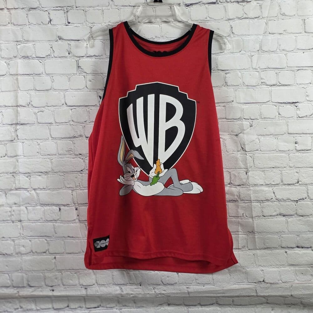 WB Men's Medium Red Looney Tunes Basketball Tank Top - Thumbnail 8
