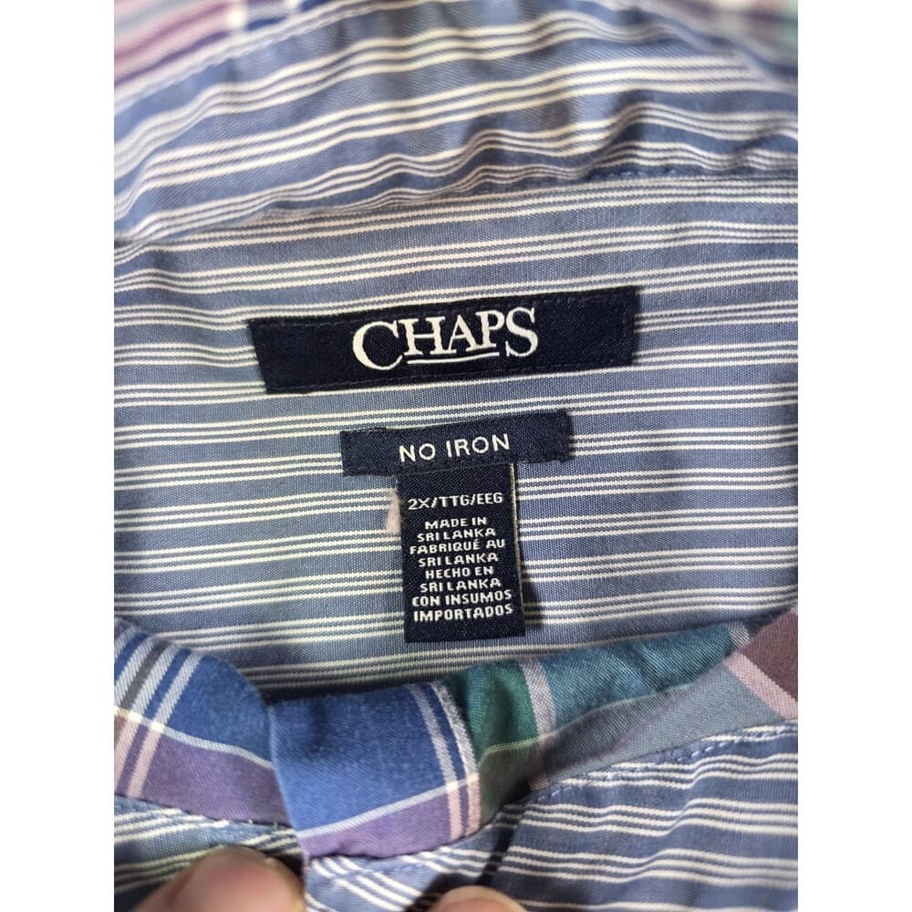 Chaps Easy‎ Care Men’s Size 2XL Blue Plaid Long Sleeve Button Up Shirt - Thumbnail 3