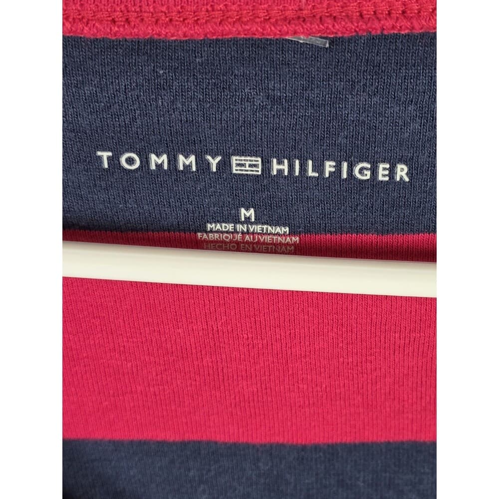 Tommy Hilfiger‎ V Neck Shirt Girls Medium Red Blue Striped Short Sleeve Shirt - Thumbnail 2