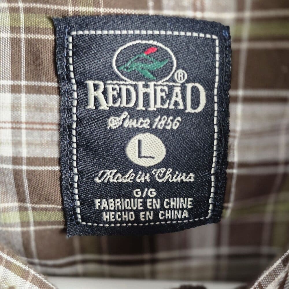 Red Head Men's Large Brown Multicolored Plaid Long Sleeve Button Up Shirt - Thumbnail 2