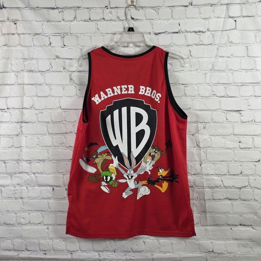 WB Men's Medium Red Looney Tunes Basketball Tank Top - Thumbnail 5