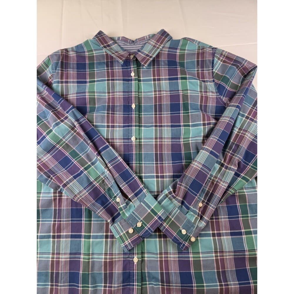 Chaps Easy‎ Care Men’s Size 2XL Blue Plaid Long Sleeve Button Up Shirt - Thumbnail 8