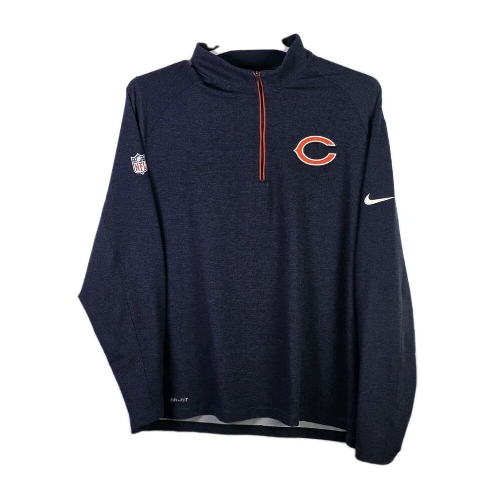 NIKE Chicago Bears XXL Blue 1/2 Zip Dri-Fit Long Sleeve Pullover - Thumbnail 5