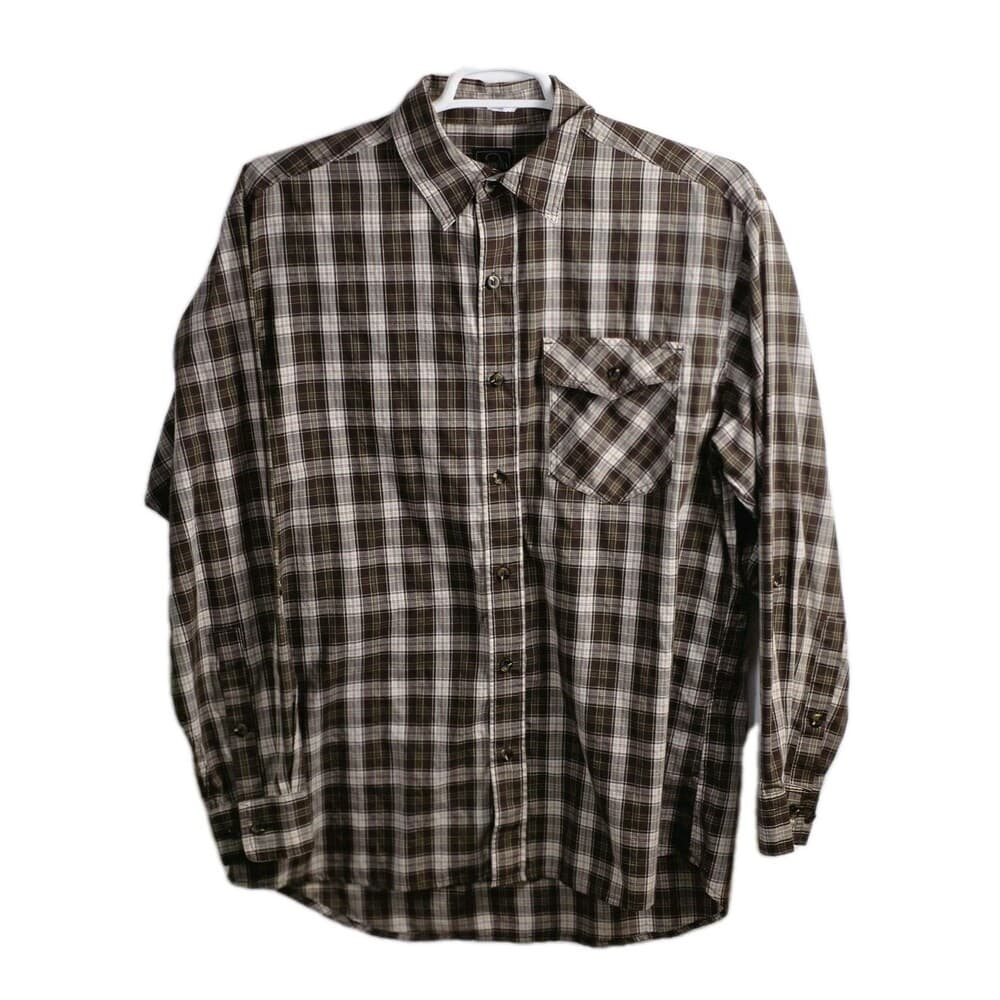 Red Head Men's Large Brown Multicolored Plaid Long Sleeve Button Up Shirt - Thumbnail 6