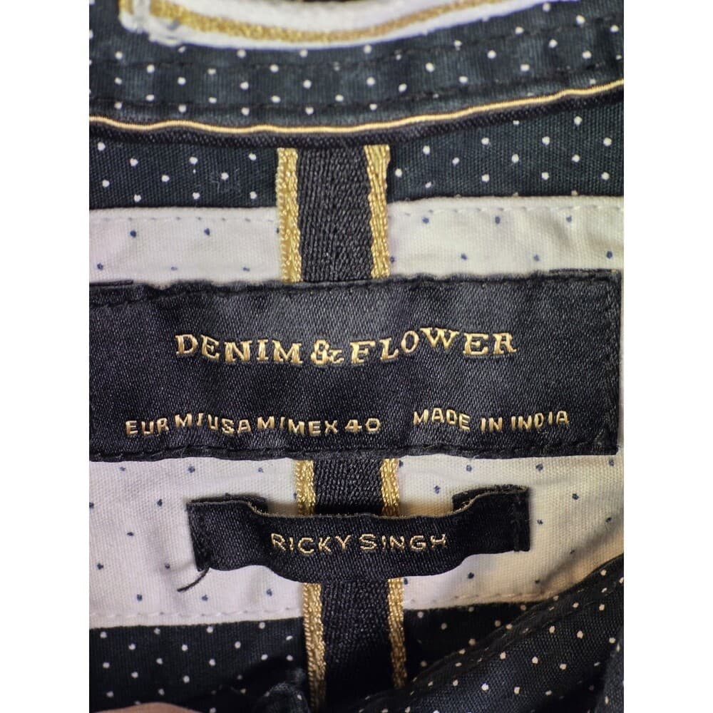 Denim & Flower Men's Medium Black Long Sleeve Shirt Button Down Shirt - Thumbnail 2