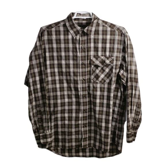 Red Head Men's Large Brown Multicolored Plaid Long Sleeve Button Up Shirt - Thumbnail 7