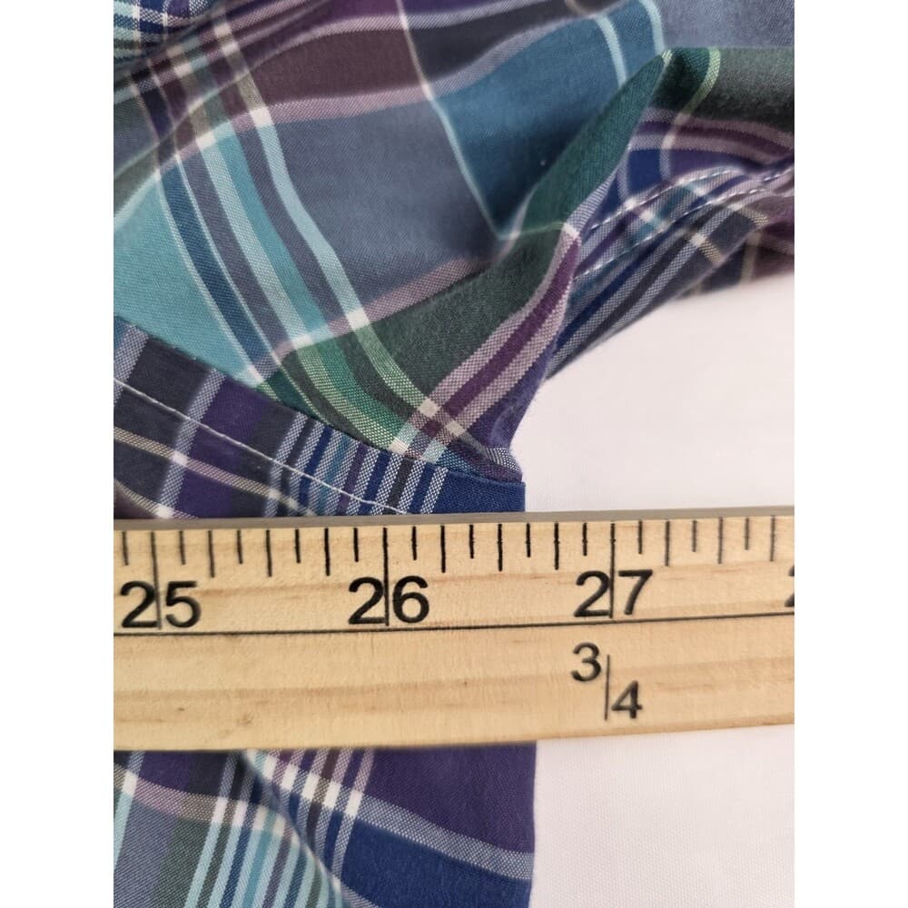 Chaps Easy‎ Care Men’s Size 2XL Blue Plaid Long Sleeve Button Up Shirt - Thumbnail 4