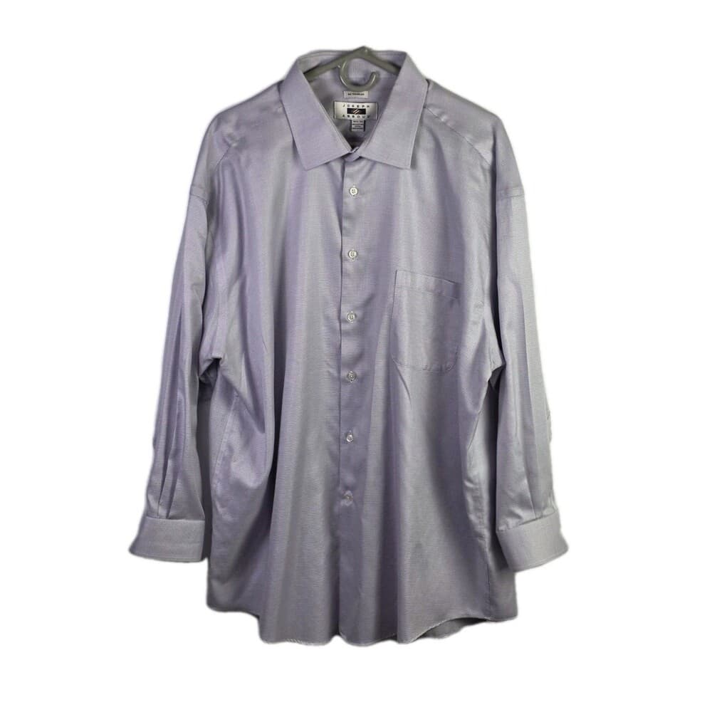 Joseph Abboud Men's 18.5-33 Purple Checkered Long Sleeve Button Down Dress Shirt - Thumbnail 8