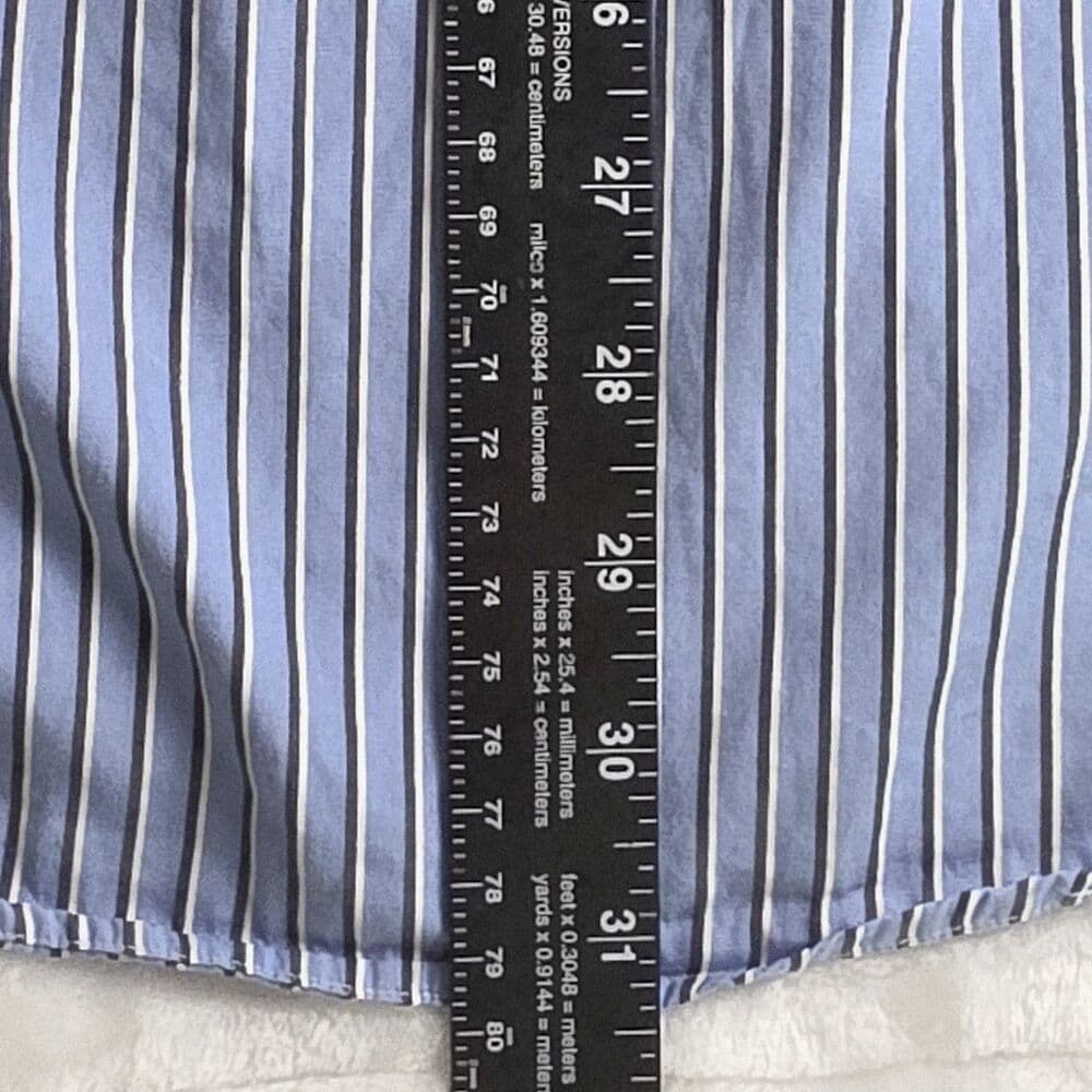 Ralph Lauren Men's 15.5 32/33‎ Blue Stripe Classic Fit Long Sleeve Shirt - Thumbnail 6