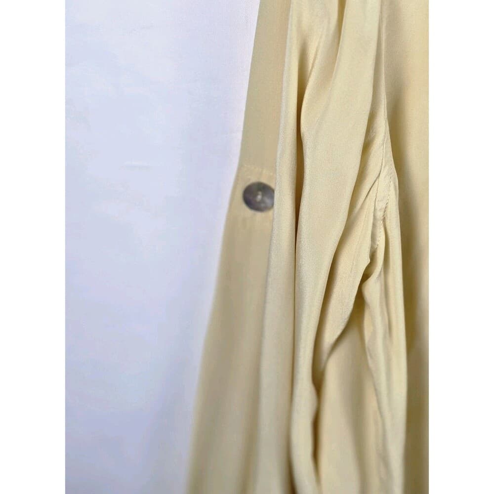 Bloomingdale's Women's Large Yellow 100% Silk Long Sleeve Button Up‎ Shirt - Thumbnail 5