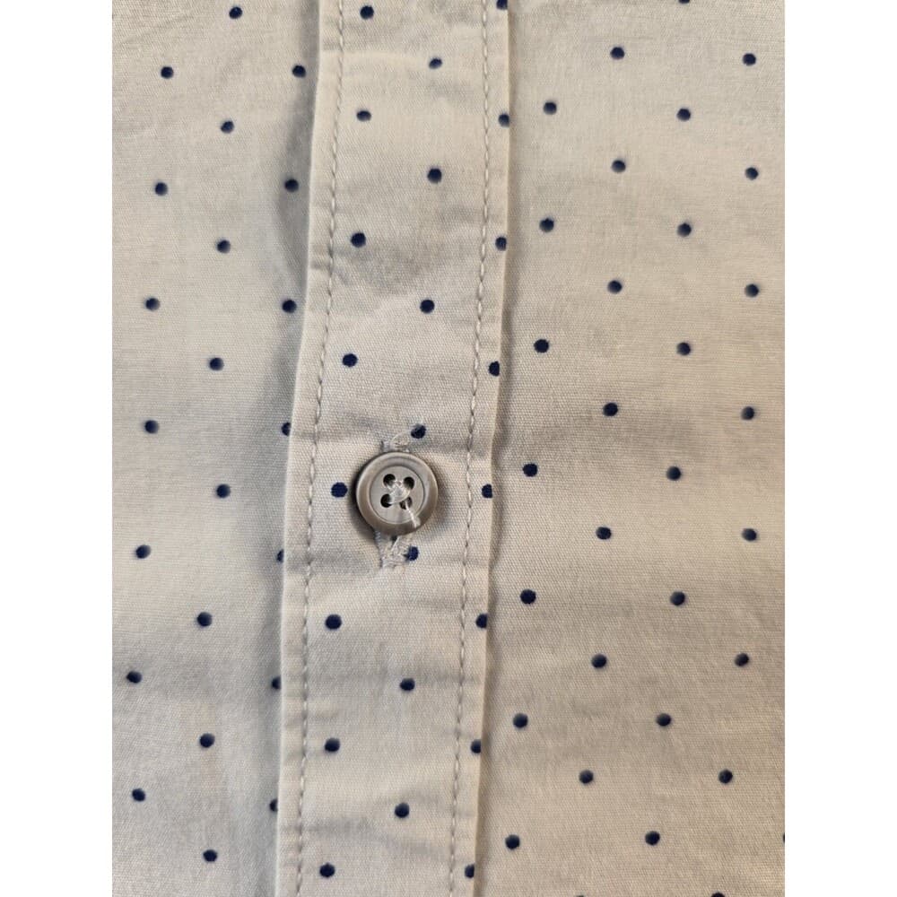 Denim And Flower Mens L‎ Slim Fit White Polka Dots Short Sleeve Shirt - Thumbnail 2