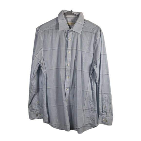 Michael Kors Shirt Men's‎ Blue Medium 15.5 -32/33 Slim Fit Stretch Long Sleeve - Thumbnail 9