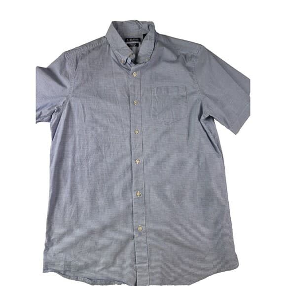 Chaps Men’s Size Medium Poplin Stretch Blue White Checkered Shirt Sleeve‎ Shirt - Thumbnail 8