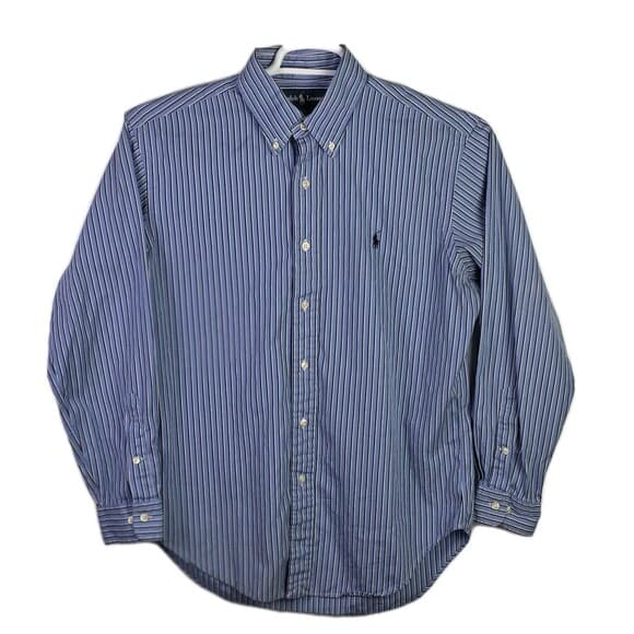 Ralph Lauren Men's 15.5 32/33‎ Blue Stripe Classic Fit Long Sleeve Shirt - Thumbnail 8