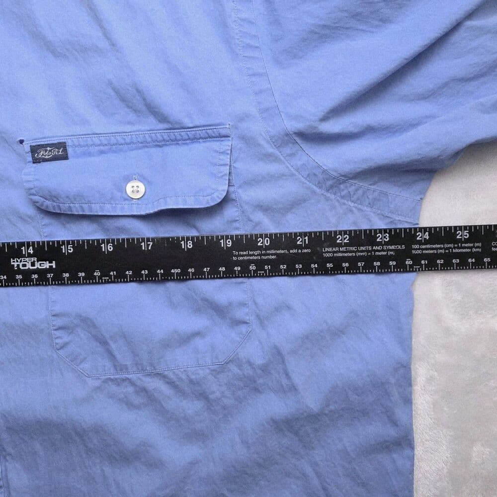VTG Polo Ralph Lauren Mens Large Blue Chamois Outdoor Button Down Shirt - Thumbnail 7