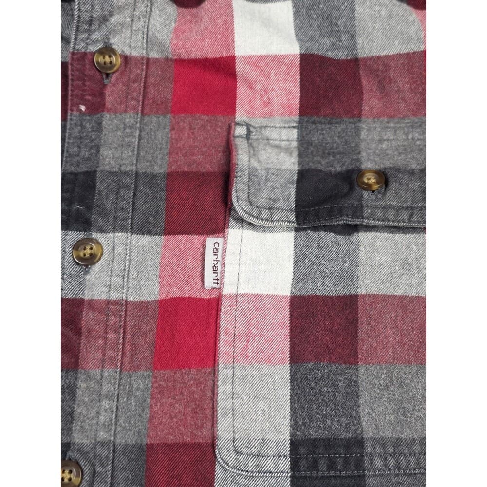 Carhartt Red‎ Black Checker Heavy Flannel Men's Size Large - Thumbnail 2