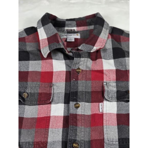 Carhartt Red‎ Black Checker Heavy Flannel Men's Size Large - Thumbnail 8