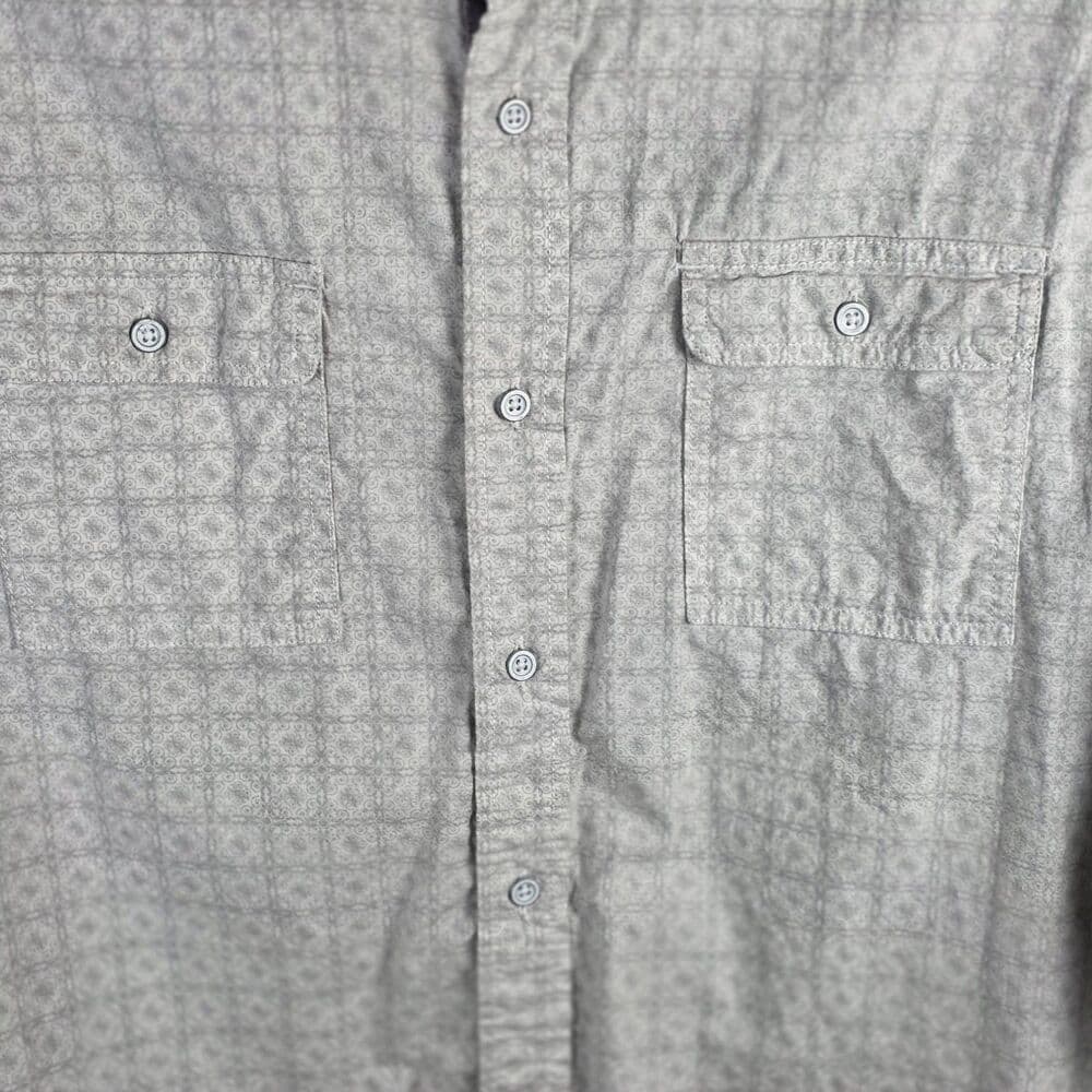 PDC Men's Large White Geometric Long Sleeve Button Up Shirt - Thumbnail 2