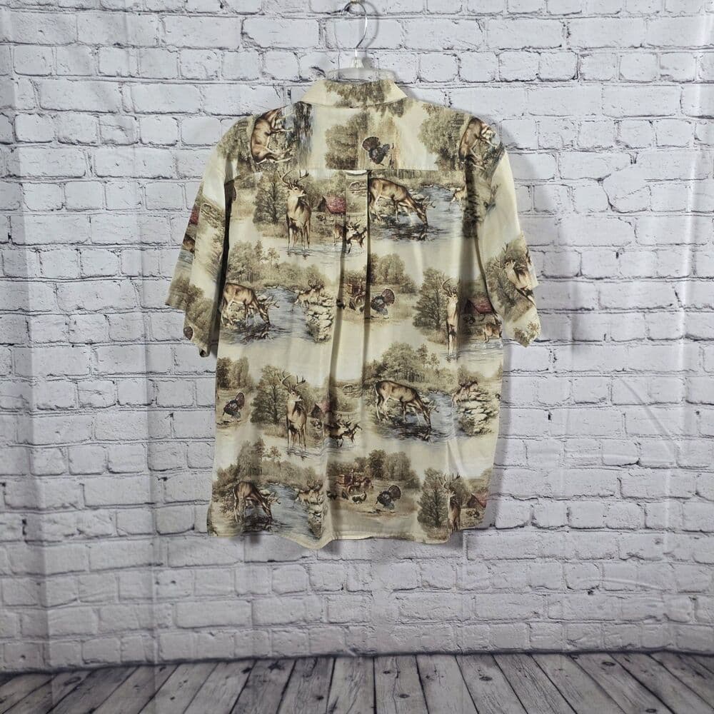 North River Men's XL Deer And Wildlife Print Short Sleeve Button Up Shirt - Thumbnail 5